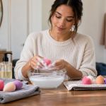 Cosmetic Sponge Cleaning: Soap, Rinsing, and Drying